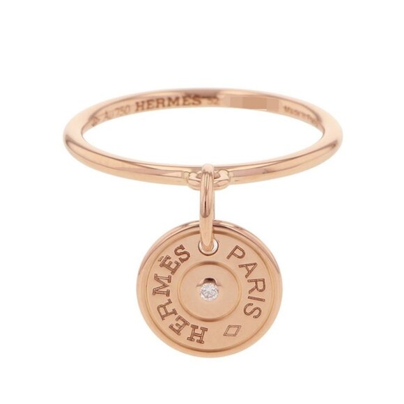 HERMES Gambade Clous de Sel Sellier Ring Size 52/#12 18K Pink Gold - Picture 2 of 11